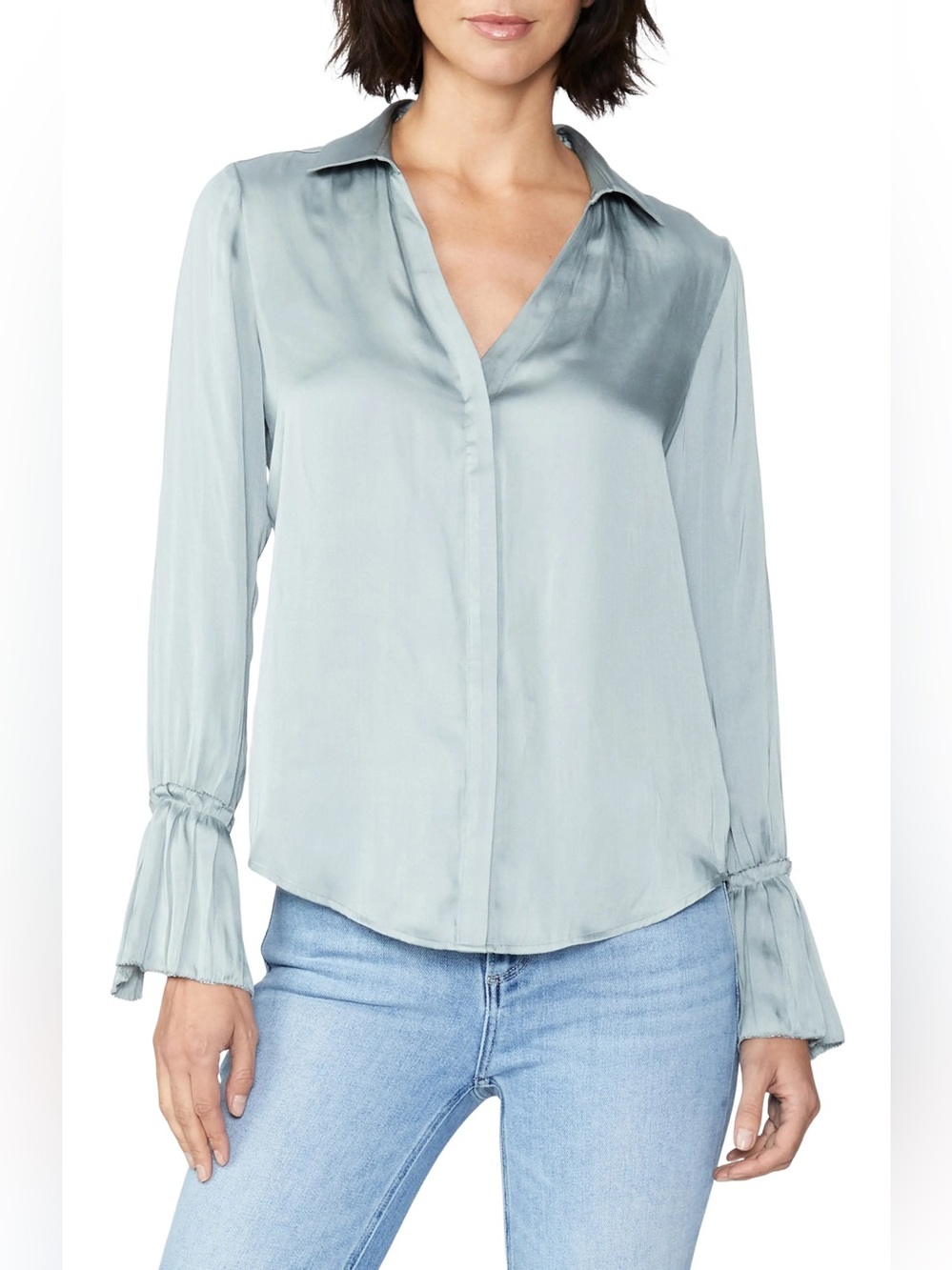 Paige Abriana Shirt Gray Blouse Size XS